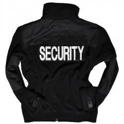 MIL-TEC® Unisex Fleece Jacke SECURITY inkl. Aufdruck, schwarz